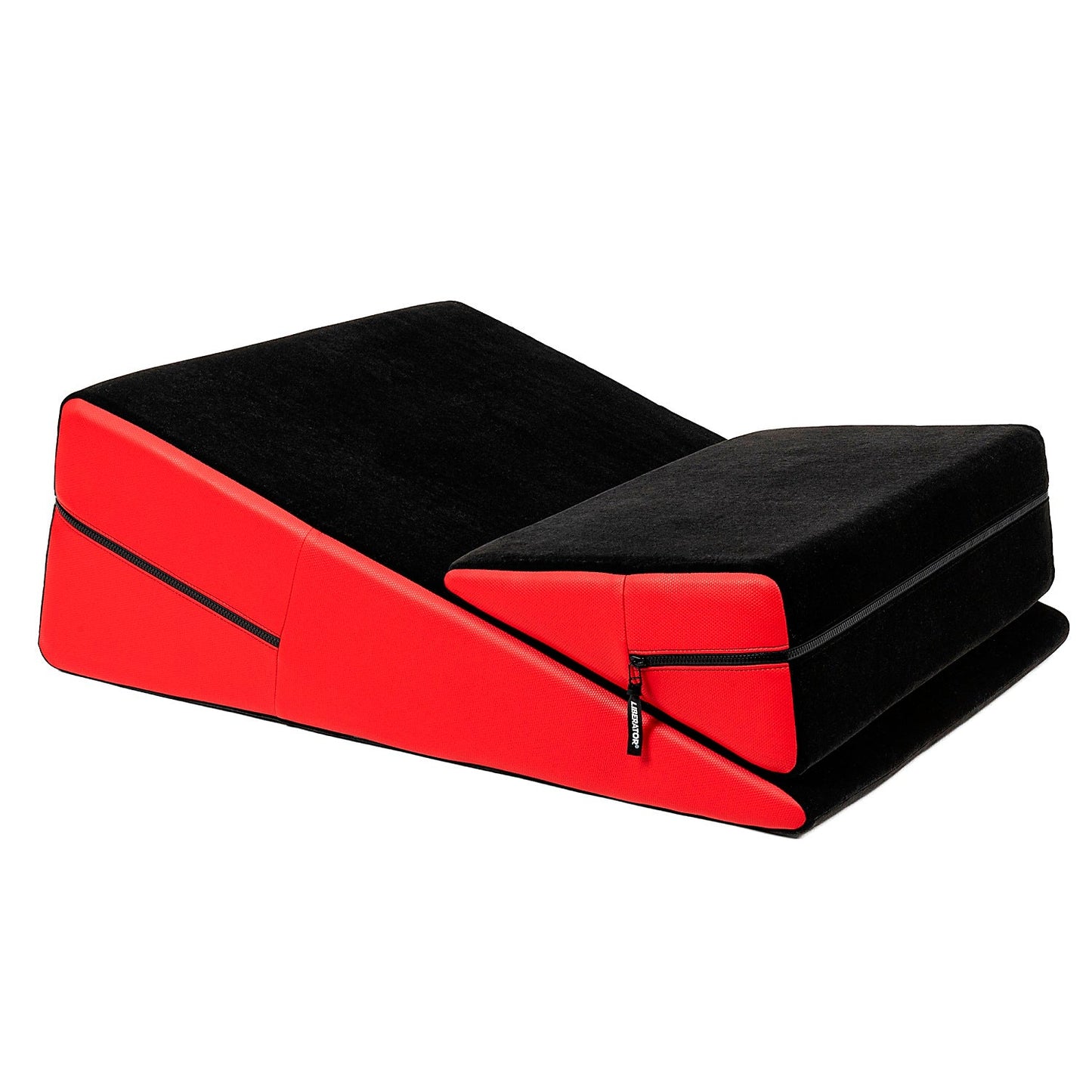 A red ultra leather Wedge Ramp Combo, Bedroom Furniture by Liberator against a white background.