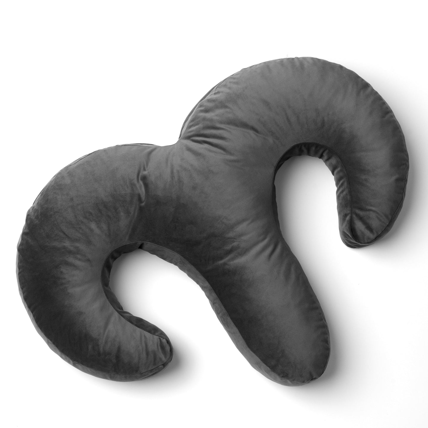 Black Arie Duo Couples Pillow by Liberator against white background.