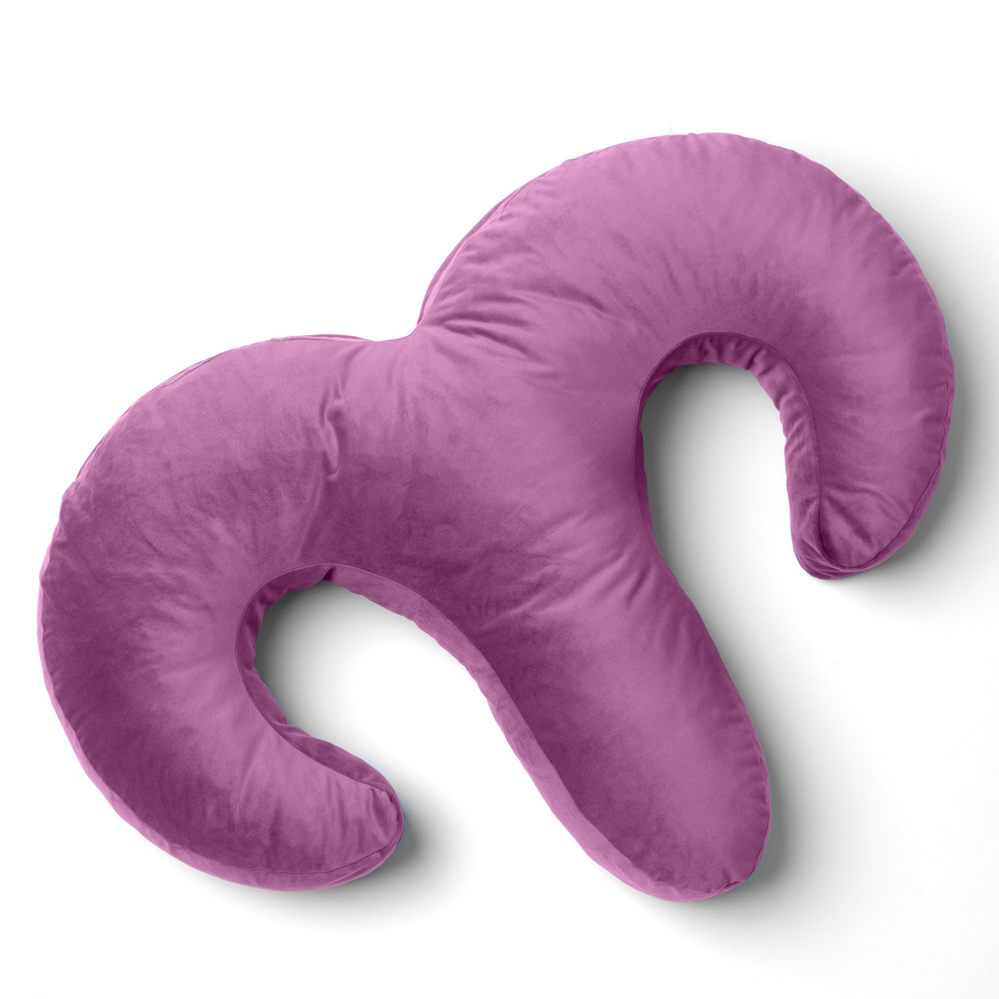 Purple Arie Duo Couples Pillow by Liberator against white background.