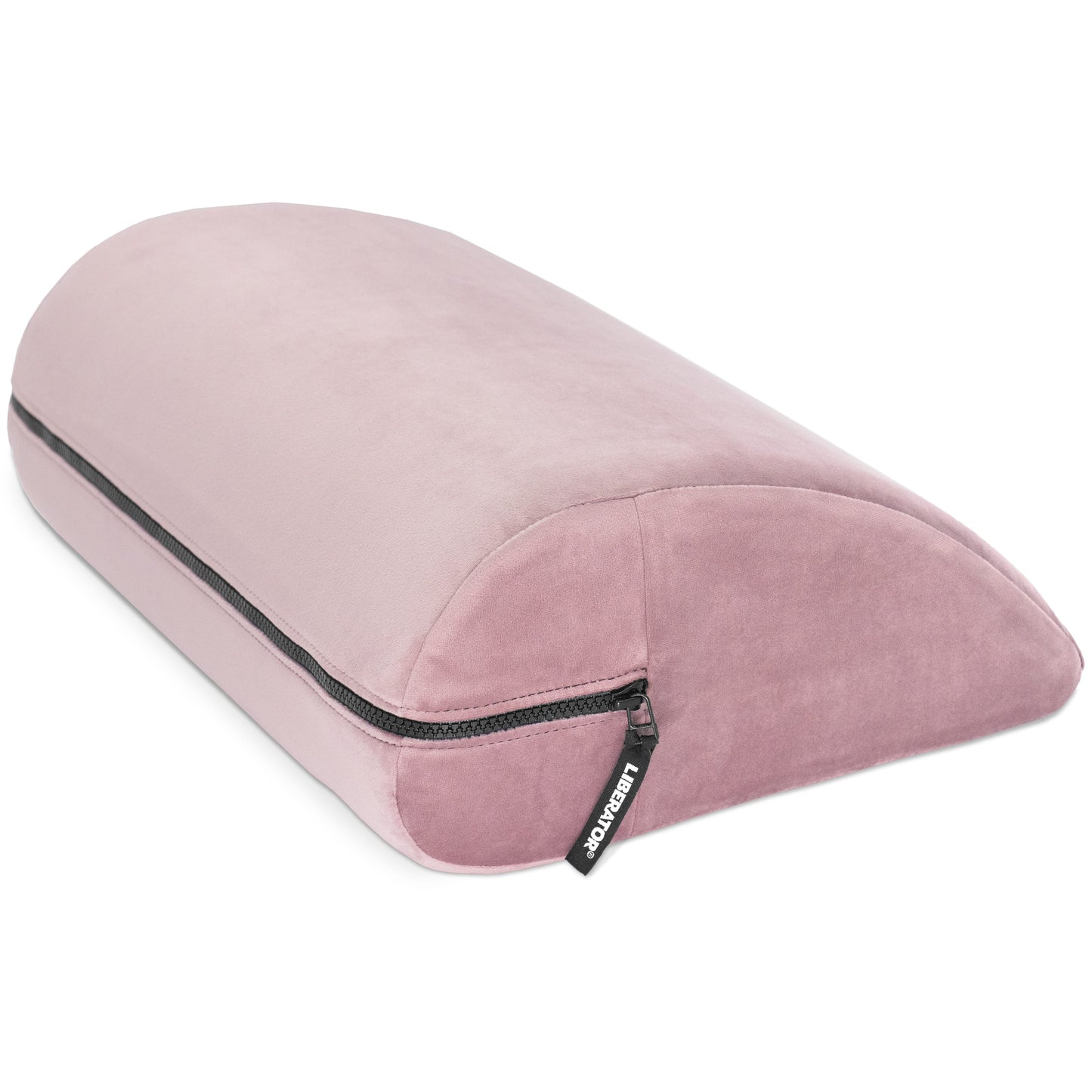A rose colored Jaz Motion, Bedroom Furniture position wedge by Liberator against a white background.