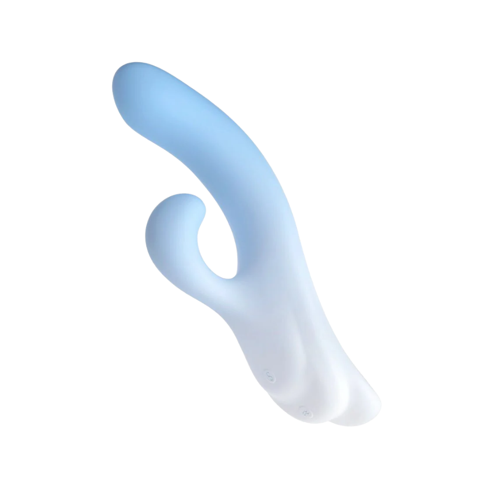 A blue Osurging Rabit Vibrator by Liberator.