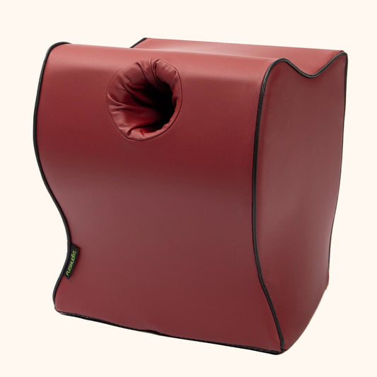 A claret red Top Dog - Doggy Style Toy Mount, Bedroom Furniture by Liberator against a white background.