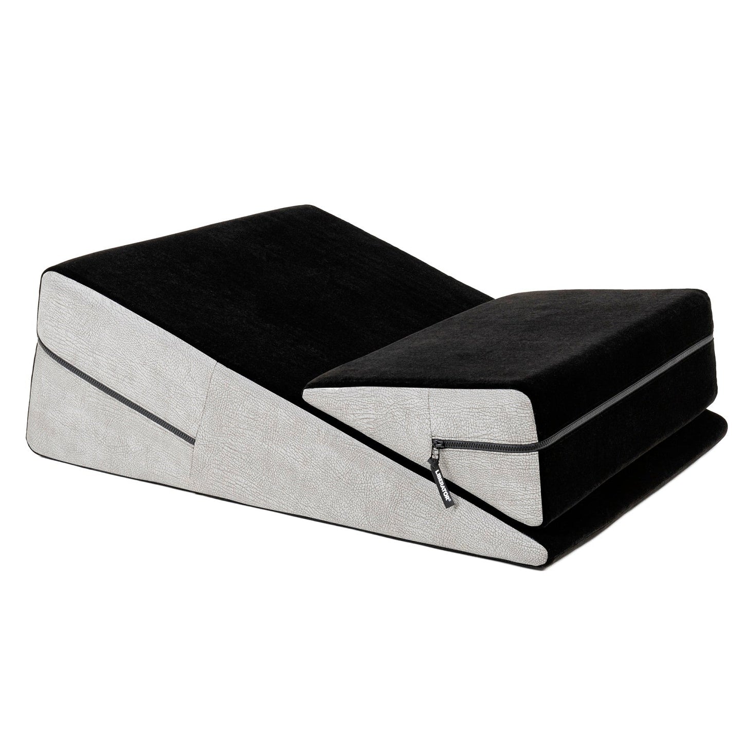 A grey ultra leather Wedge Ramp Combo, Bedroom Furniture by Liberator against a white background.